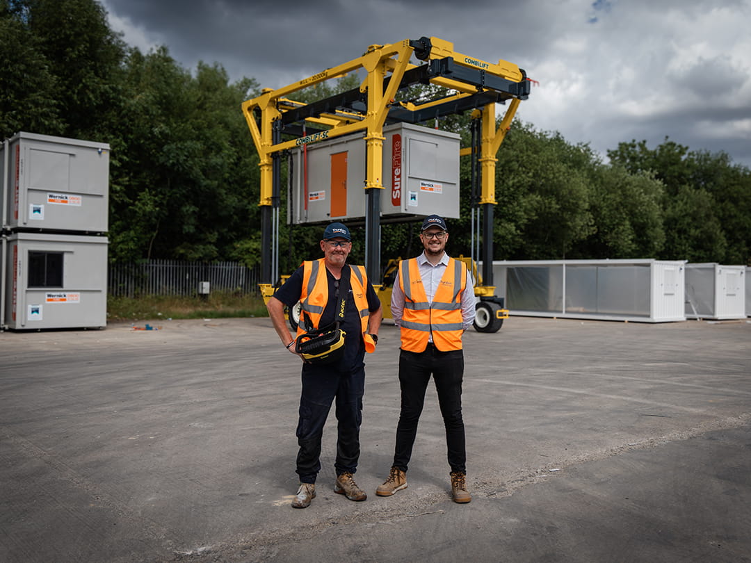 Completed modular unit being handled at Thurston Group's Wakefield yard